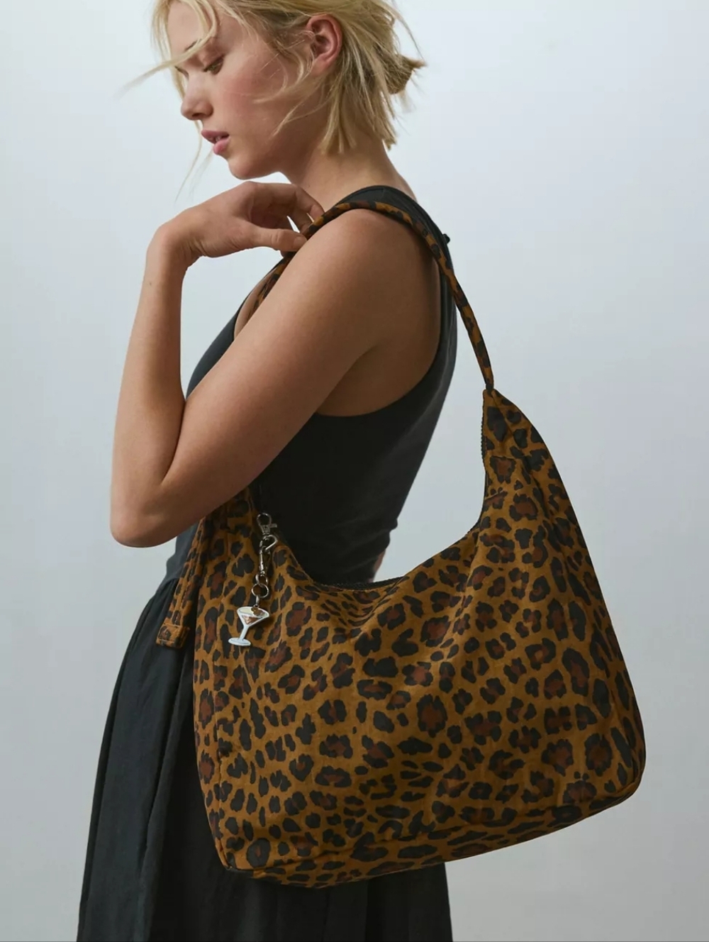 NWT BAGGU Nylon Shoulder Bag Leopard